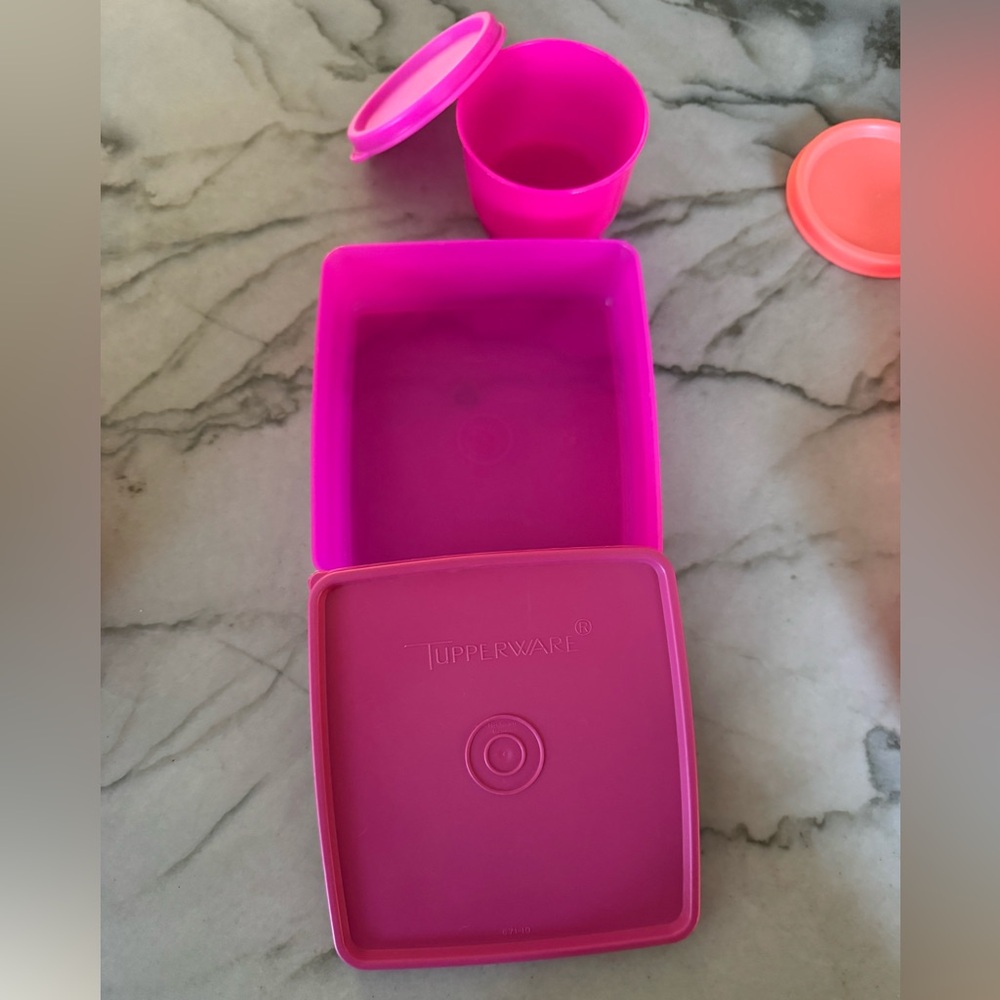 Tupperware Sandwich Keeper and Snack Cup Set Pink